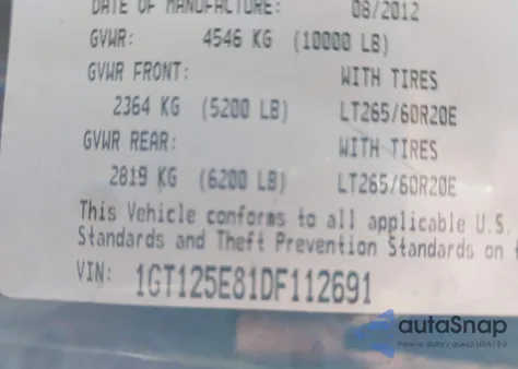 2013 GMC Sierra 2500Hd Denali z USA, uszkodzony, nr VIN 1GT125E81DF112691